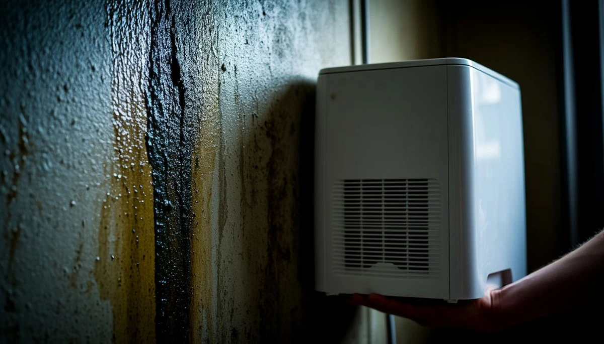 De blauwe cirkel op de Action-ontvochtiger redt je muren