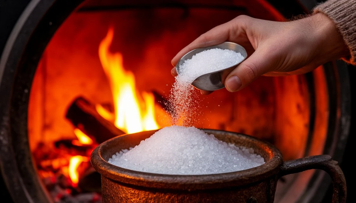 Waarom ervaren stokers altijd een kop grove zout in de kachel strooien