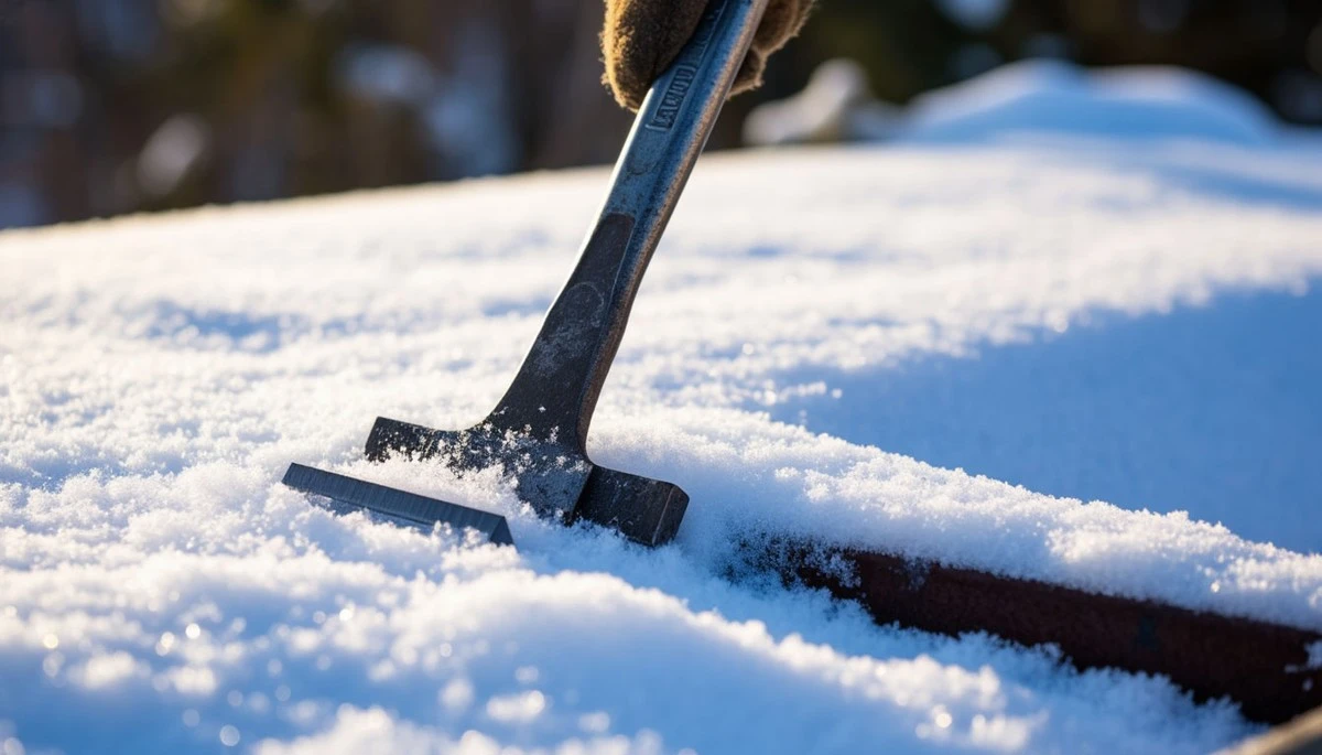 De metalen strip op je bezemsteel: Sneeuwvrij dak in 5 minuten
