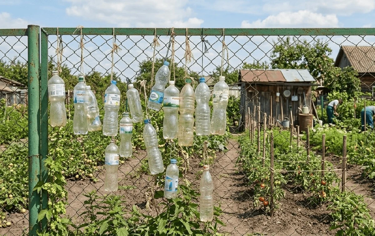 Waarom ervaren tuiniers lege plastic flessen aan hun schutting hangen